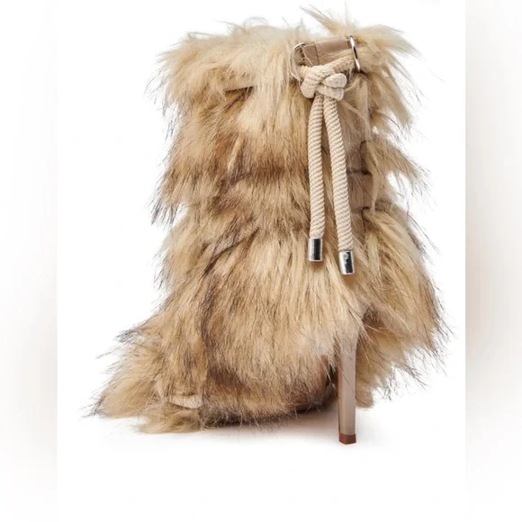 Faux Fur Boots with Rope Detail - Picture 3 of 6